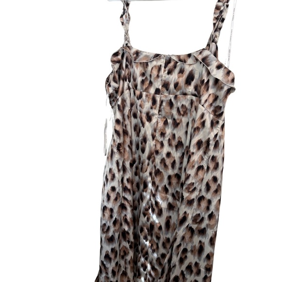 Emma & Michele White Brown Tie Front Relaxed Mini Dress - Picture 4 of 6